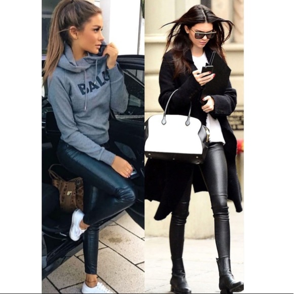 - - HIGH WAISTED PU LEATHER LEGGINGS - Picture 2 of 4